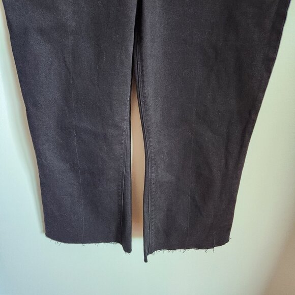 Spanx Jeans Black XL 1X Petite Women's Cropped Kick Flare Raw Hem Boho NEW - Picture 3 of 11